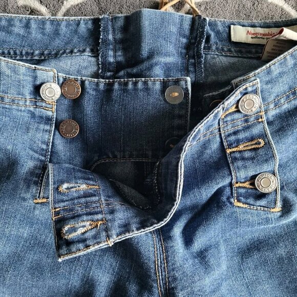 VTG Abercrombie & Fitch Wide Leg Jeans Womens Sz 6 Medium Wash Mid Rise y2k 90s - Picture 5 of 11